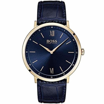 Hugo Boss Herren Analog Quarz Uhr mit Leder Armband 1513648 - 1