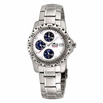 Uhr Lotus Multifunktion Armband Stahl Zifferblatt weiß und blau - 1