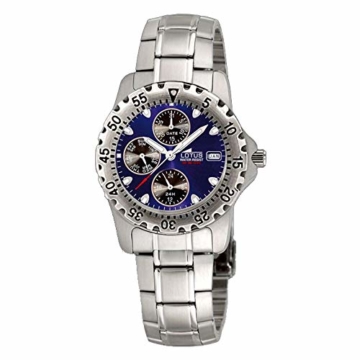 Uhr Lotus Multifunktion Zifferblatt blau und schwarz Armband aus Stahl - 1