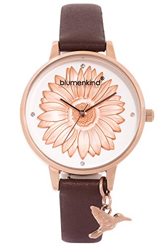 Blumenkind Damenarmbanduhr Roségold/Kakaobraun 04091981RWHPBR - 1