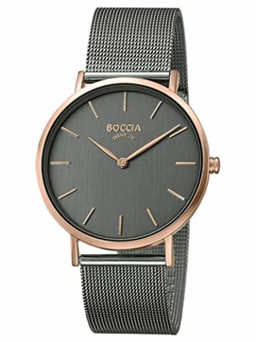 Boccia Damen Analog Quarz Uhr mit Edelstahl Armband 3273-08 - 1