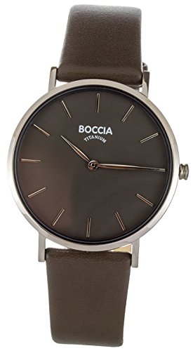 Boccia Damen Analog Quarz Uhr mit Leder Armband 3273-01 - 1