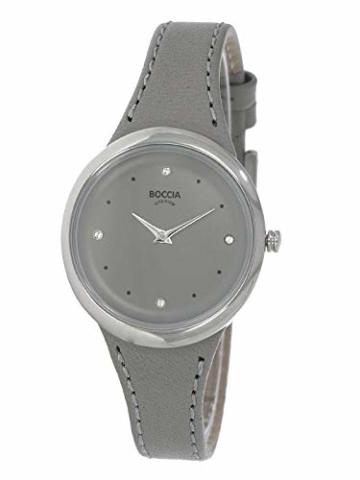 Boccia Damen Analog Quarz Uhr mit Leder Armband 3276-07 - 1