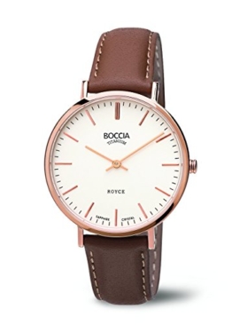 Boccia Damen-Armbanduhr Analog Quarz Leder, weiß (braun/weiß) 3590-05 - 1