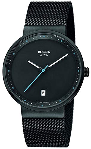 Boccia Herren Analog Quarz Uhr mit Edelstahl Armband 3615-02 - 1