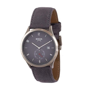 Boccia Herren Analog Quarz Uhr mit Leder Armband 3606-03 - 1