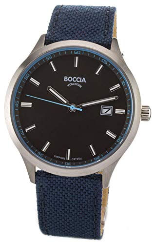 Boccia Herren Analog Quarz Uhr mit Leder Armband 3614-02 - 1