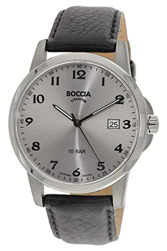 Boccia Herren Analog Quarz Uhr mit Leder Armband 3633-03 - 1