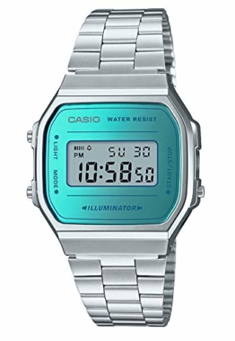 Casio Unisex Erwachsene Digital Quarz Uhr mit Edelstahl Armband A168WEM-2EF - 1