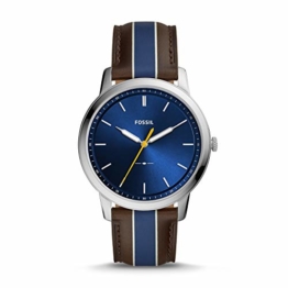 Fossil Minimalist - DREI-Zeiger-gestreifte braunblaue Herrenuhr aus Leder FS5554 - 1