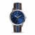 Fossil Minimalist - DREI-Zeiger-gestreifte braunblaue Herrenuhr aus Leder FS5554 - 1