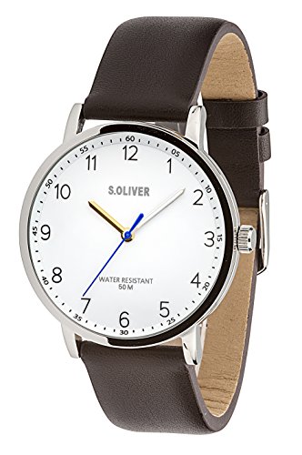 s.Oliver Herren Analog Quarz Uhr mit Leder Armband SO-3480-LQ - 4