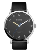 s.Oliver Herren Analog Quarz Uhr mit Leder Armband SO-3481-LQ - 1