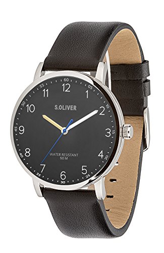 s.Oliver Herren Analog Quarz Uhr mit Leder Armband SO-3481-LQ - 5