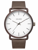 s.Oliver Herren Analog Quarz Uhr mit Leder Armband SO-3751-LQ - 1