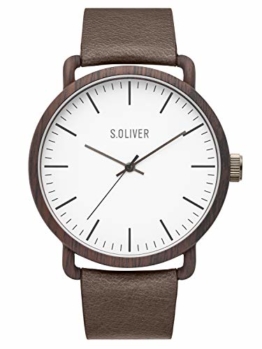 s.Oliver Herren Analog Quarz Uhr mit Leder Armband SO-3751-LQ - 1