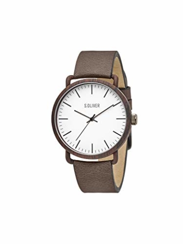 s.Oliver Herren Analog Quarz Uhr mit Leder Armband SO-3751-LQ - 2