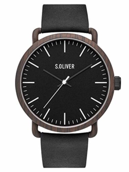 s.Oliver Herren Analog Quarz Uhr mit Leder Armband SO-3752-LQ - 1