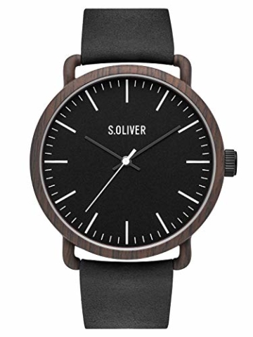 s.Oliver Herren Analog Quarz Uhr mit Leder Armband SO-3752-LQ - 1