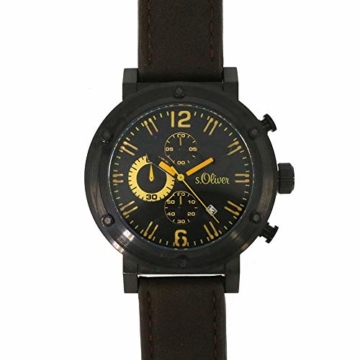 s.Oliver Herren-Armbanduhr Analog Quarz Leder SO-15159-LCR - 1