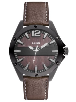 s.Oliver Herren-Armbanduhr XL Analog Quarz Leder SO-2828-LQ - 1