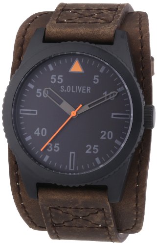 s.Oliver Herren-Armbanduhr XL Analog Quarz Leder SO-2880-LQ - 1