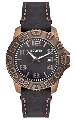s.Oliver Herren-Armbanduhr XL Analog Quarz Leder SO-2933-LQ - 1
