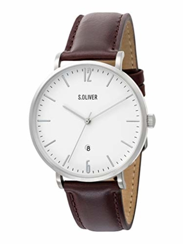 s.Oliver Time Herren Analog Quarz Uhr mit Leder Armband SO-3617-LQ - 3