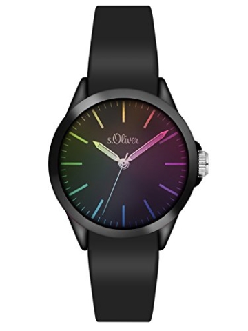 s.Oliver Unisex Analog Quarz Uhr mit Silikon Armband SO-3197-PQ - 1