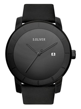 s.Oliver Unisex Erwachsene Analog Quarz Smart Watch Armbanduhr mit Leder Armband SO-3569-LQ - 1