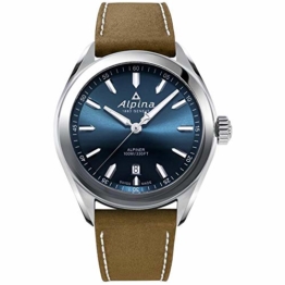 Alpina Alpiner Herren-Armbanduhr 42mm Armband Leder Braun Batterie AL-240NS4E6 - 1