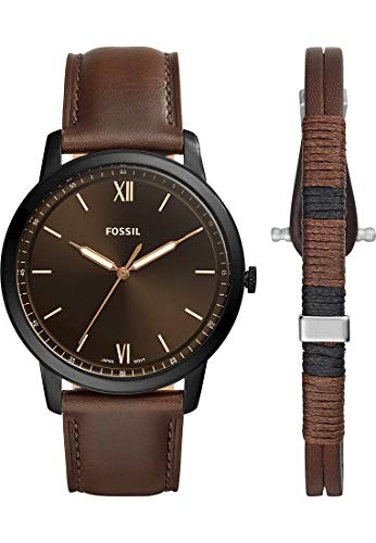 Fossil Herren Analog Quarz Uhr mit Leder Armband FS5557SET - 2