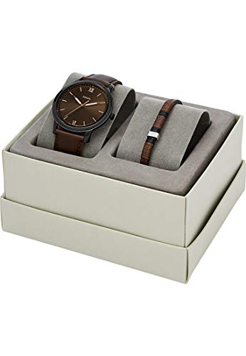 Fossil Herren Analog Quarz Uhr mit Leder Armband FS5557SET - 5