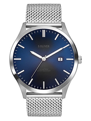 s.Oliver Herren Analog Quarz Uhr mit Edelstahl Armband SO-3478-MQ - 1