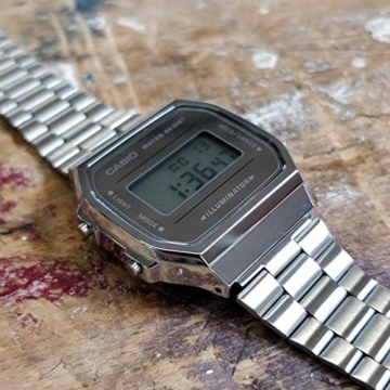 Casio Unisex Erwachsene Digital Quarz Uhr mit Edelstahl Armband A168WEM-7EF - 4