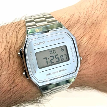 Casio Unisex Erwachsene Digital Quarz Uhr mit Edelstahl Armband A168WEM-7EF - 5