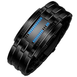 iHee Armband, bequem zu tragen, Luxus-Edelstahlband für Herren, digitales LED-Armband, Sportuhr, modisch, leicht zu verwenden, sehr cool (Schwarz) - 1