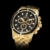 LOUIS XVI Herren-Armbanduhr Majesté Stahlband Gold Schwarz Karbon Chronograph Analog Quarz Edelstahl 480 - 5