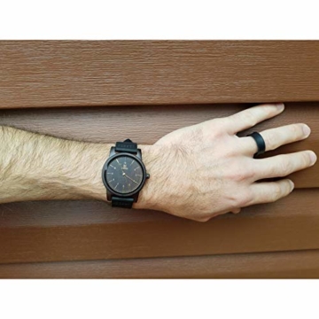 MUJUZE Herren Analoge Japanisch Quarzwerk 40mm Sandelholz Ziffernblatt Holzuhren  mit Schwarz Leder Armband - 2