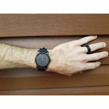 MUJUZE Herren Analoge Japanisch Quarzwerk 40mm Sandelholz Ziffernblatt Holzuhren mit Schwarz Leder Armband - 2