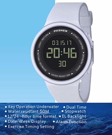 Pasnew-446 Frauen Mädchen Uhren Sport Digitaluhren mit Alarm Waterproof multifunktionale Mode Armbanduhren - 2