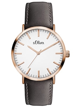 S.Oliver Unisex-Uhr Analog Quarz mit Lederarmband - SO-3104-LQ - 1