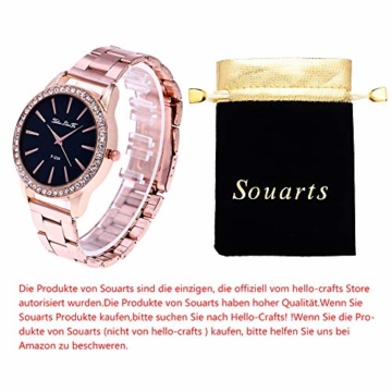 Souarts Damen Einfach Edelstahl Armbanduhr Silber Gold Rosegold Farbe Quarzuhr Analog mit Batterie - 2