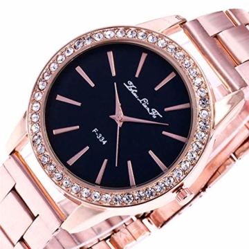 Souarts Damen Einfach Edelstahl Armbanduhr Silber Gold Rosegold Farbe Quarzuhr Analog mit Batterie - 4