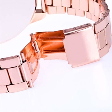Souarts Damen Einfach Edelstahl Armbanduhr Silber Gold Rosegold Farbe Quarzuhr Analog mit Batterie - 6