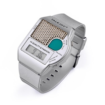 Sprechende Armbanduhr Silber Uhr Wecker Ansage Uhrzeit auf Knopfdruck Blindenuhr Seniorenuhr Sehbehinderung Sehschwäche Digitale Alltagshilfe - 2