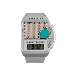 Sprechende Armbanduhr Silber Uhr Wecker Ansage Uhrzeit auf Knopfdruck Blindenuhr Seniorenuhr Sehbehinderung Sehschwäche Digitale Alltagshilfe - 1