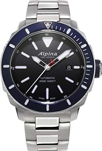 Alpina Seastrong Diver 300 Automatik Uhr, Schwarz, 44mm, 30 atm, Stahlband - 1