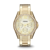 Fossil Damen Analog Quarz Uhr mit Weißgold Armband ES3203 - 1