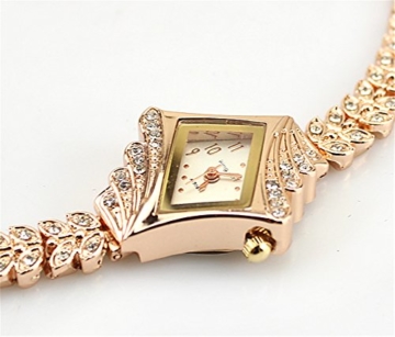 Gold Plated Armbanduhren Imitation von Diamant Uhren Elegante Rhombus Frauen Mädchen Damen Armbanduhr Geschenk für Freundin - 3